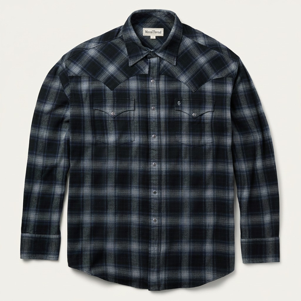Brushed Twill Plaid Western Shirt-MesaThread