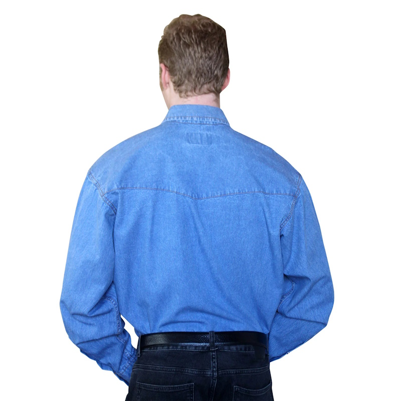 Men's Stonewashed Denim Classic Western Shirt-MesaThread