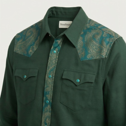 The Emerald Oasis | Contrast Panel Heritage Western Shirt