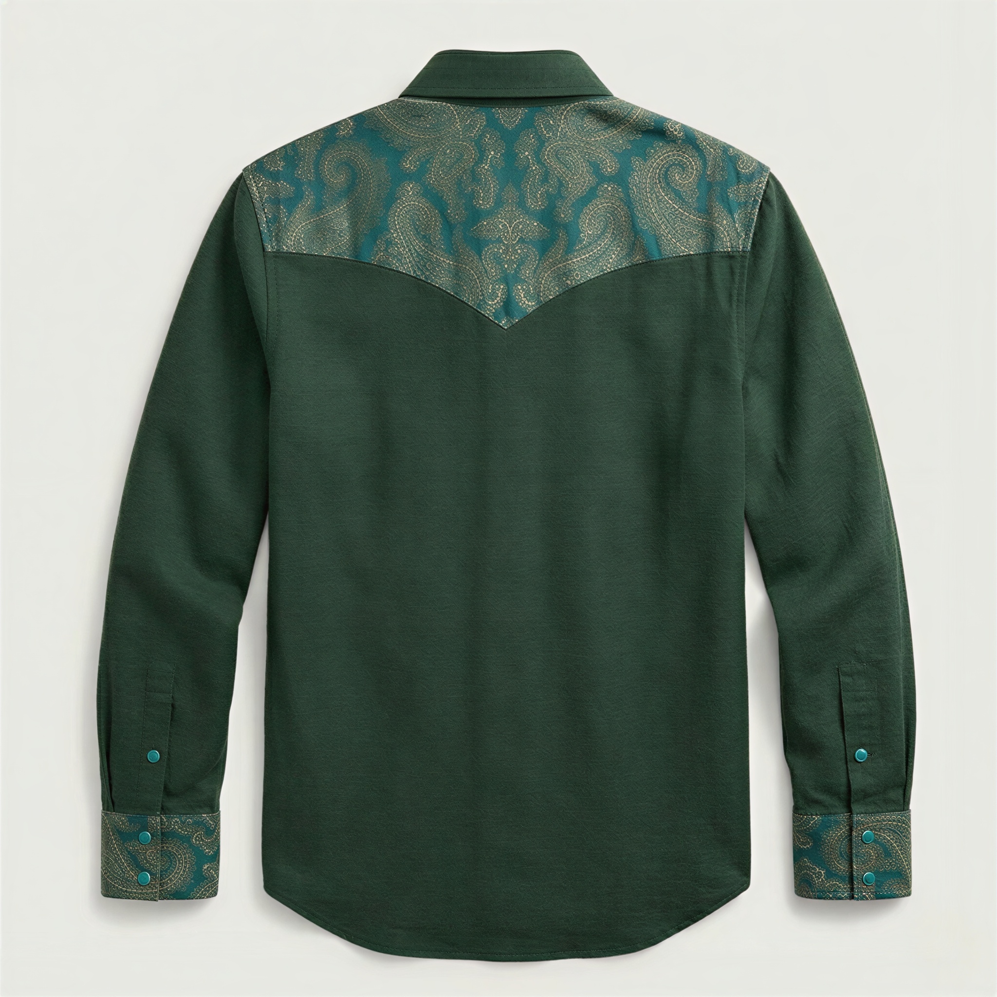 The Emerald Oasis | Contrast Panel Heritage Western Shirt