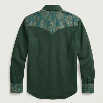The Emerald Oasis | Contrast Panel Heritage Western Shirt