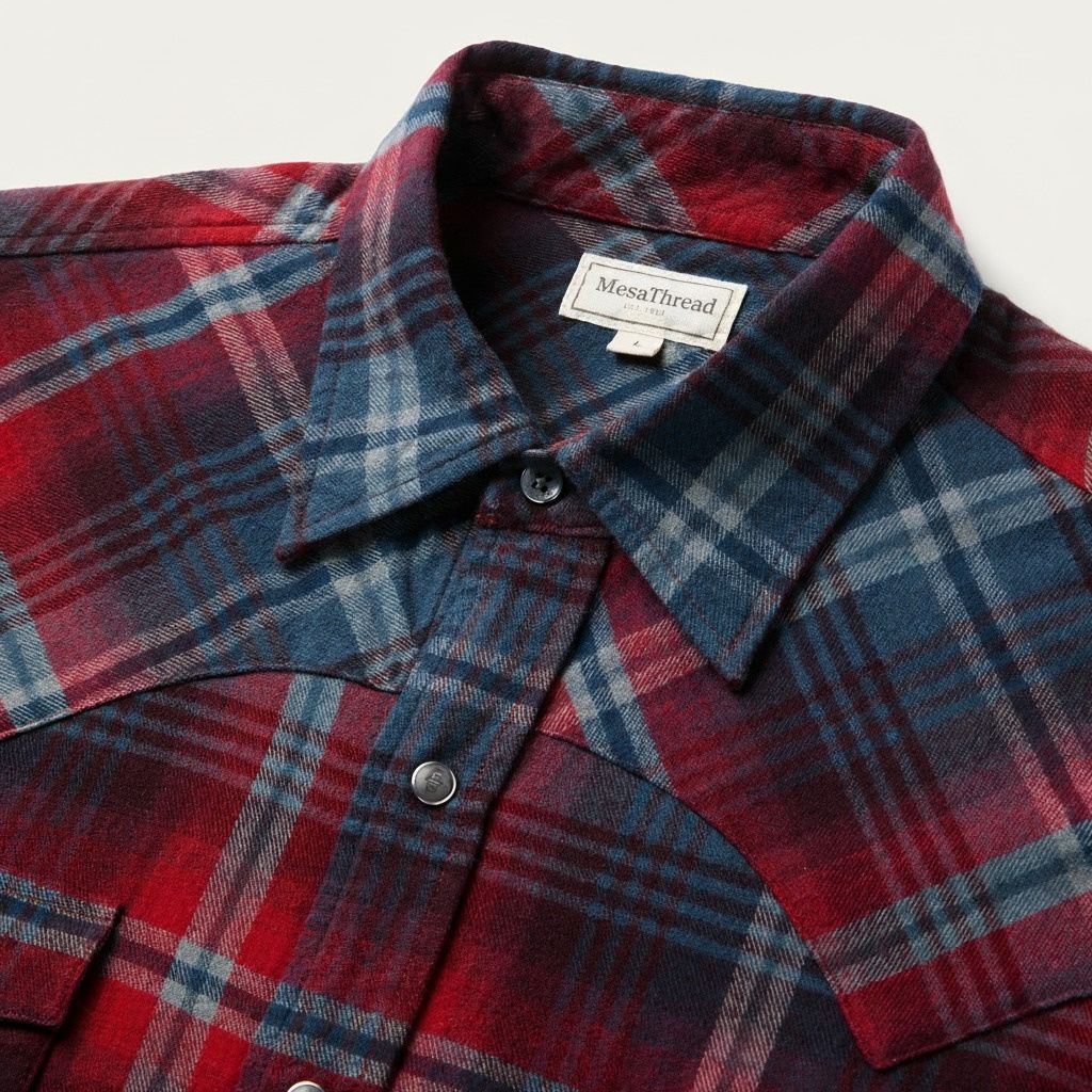Brushed Twill Plaid Western Shirt-MesaThread