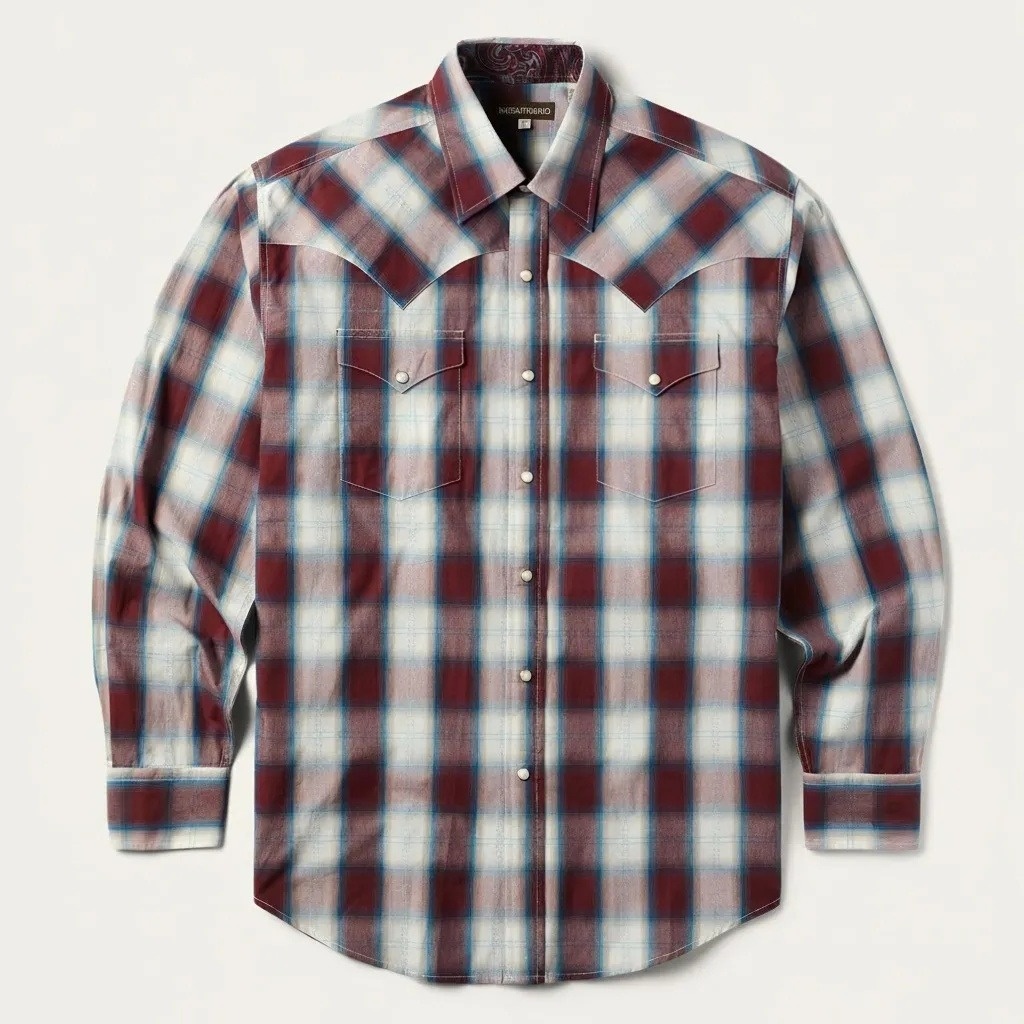 The Crimson Range | Vintage Ombré Plaid Western Shirt