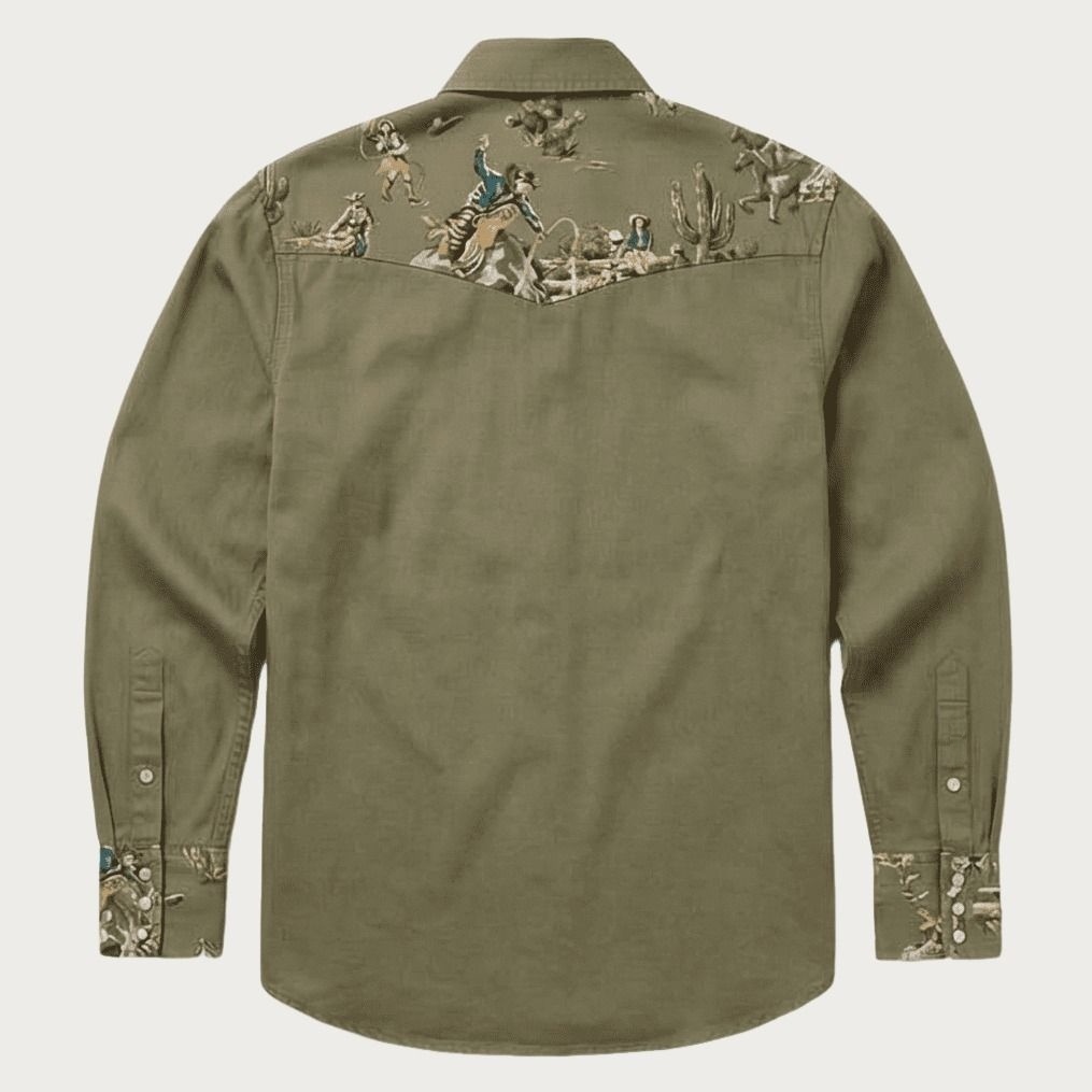 The Rodeo Rambler – Cowboy & Cactus Woven Yoke Western Shirt - Four Colors