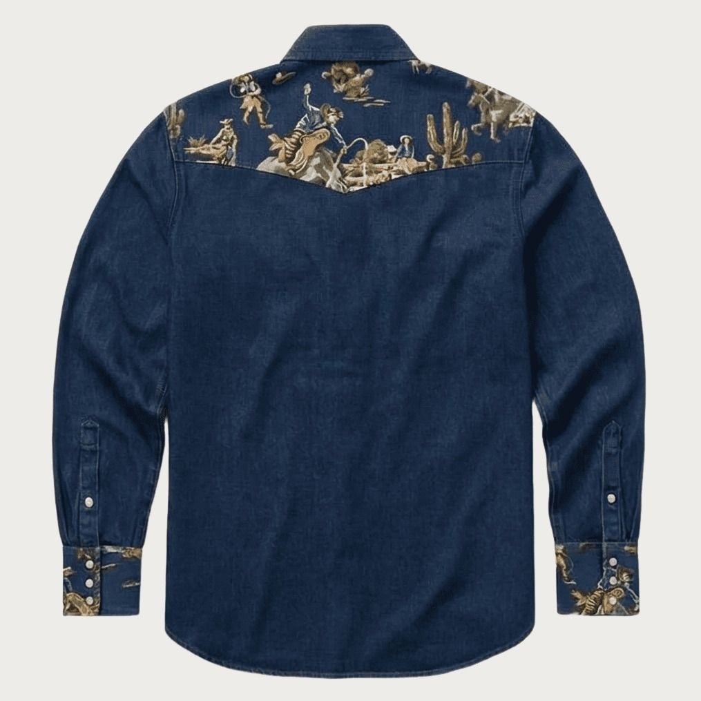 The Rodeo Rambler – Cowboy & Cactus Woven Yoke Western Shirt - Four Colors