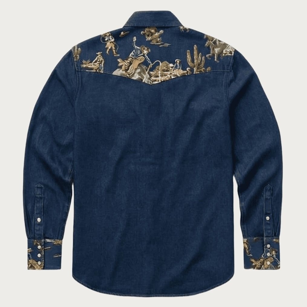 The Rodeo Rambler – Cowboy & Cactus Woven Yoke Western Shirt - Four Colors