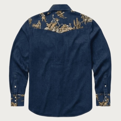 The Rodeo Rambler – Cowboy & Cactus Woven Yoke Western Shirt - Four Colors
