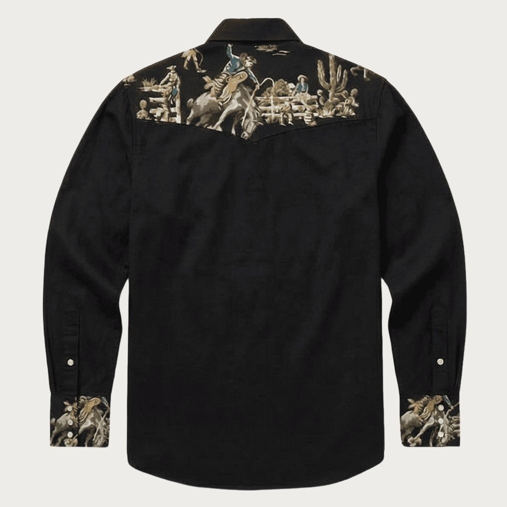 The Rodeo Rambler – Cowboy & Cactus Woven Yoke Western Shirt - Four Colors