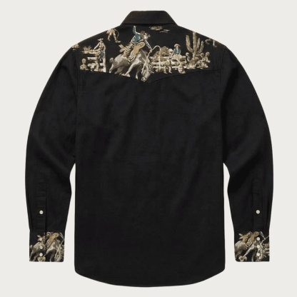 The Rodeo Rambler – Cowboy & Cactus Woven Yoke Western Shirt - Four Colors