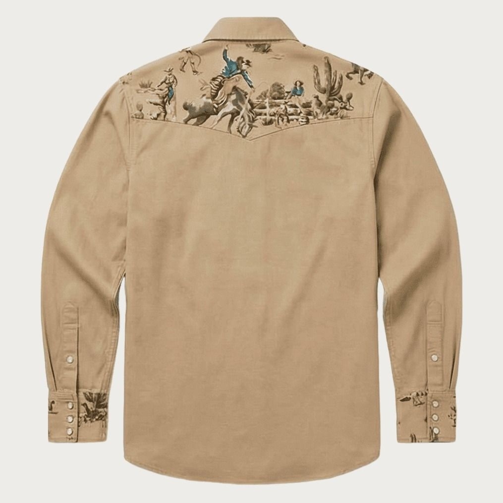 The Rodeo Rambler – Cowboy & Cactus Woven Yoke Western Shirt - Four Colors