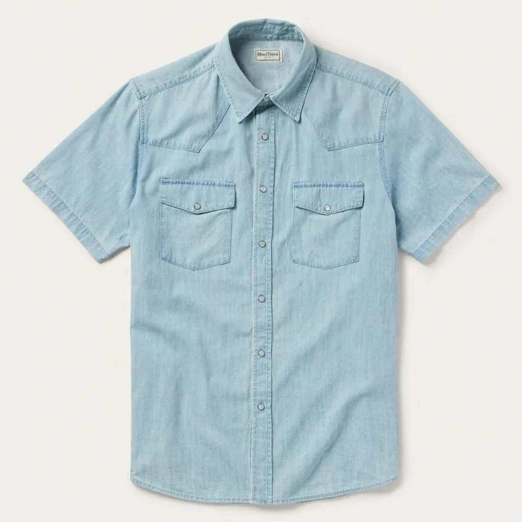 Chambray Oxford Short Sleeve Western Shirt