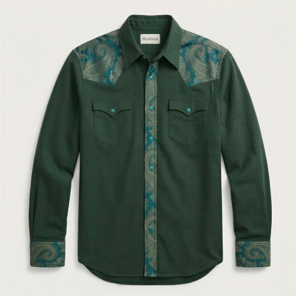 The Emerald Oasis | Contrast Panel Heritage Western Shirt