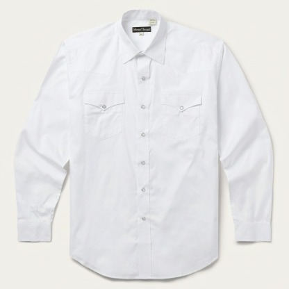 White Pinpoint Oxford Western Shirt-MesaThread