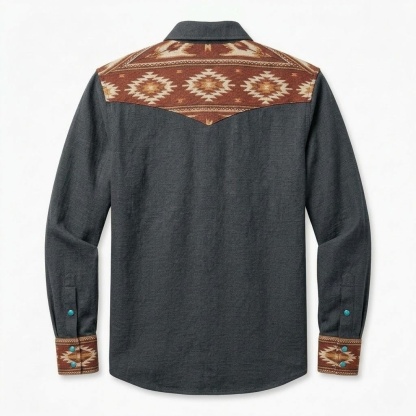 The Canyon Beacon | Contrast Panel Southwestern Western Shirt