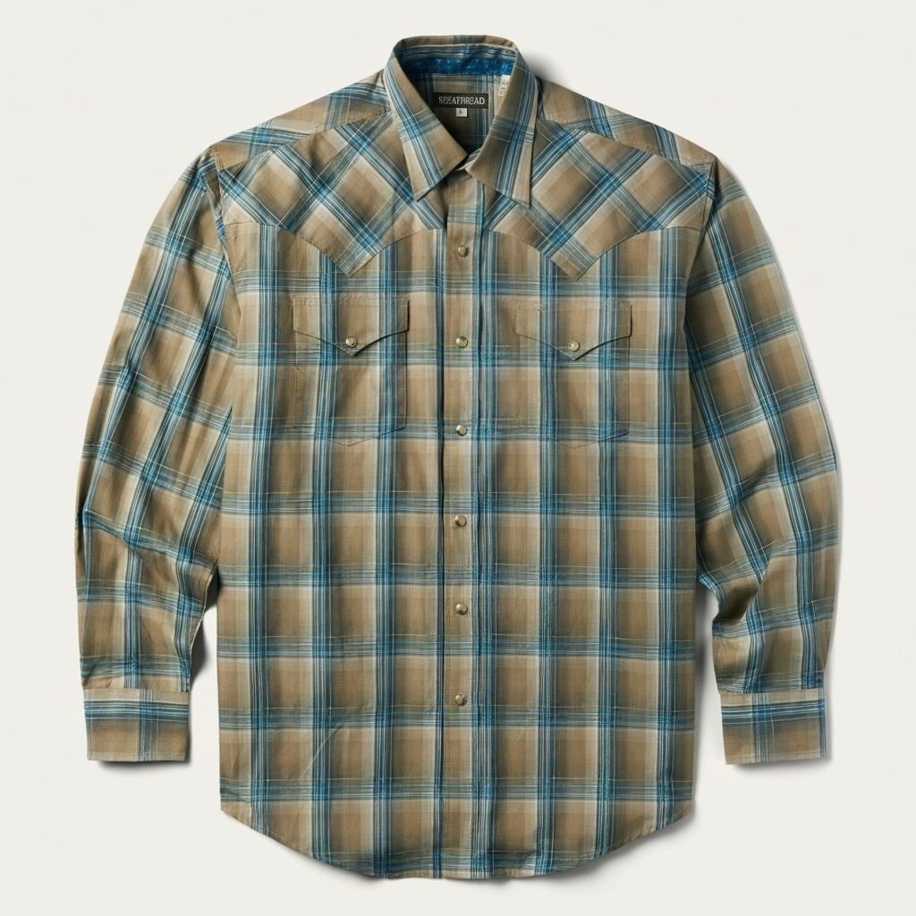 Khaki Ombre Plaid Shirt