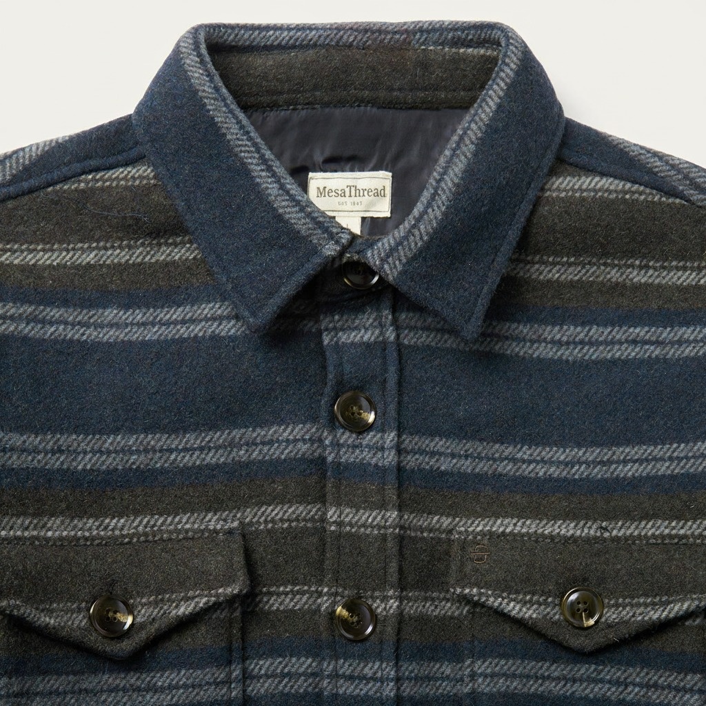 Wool Blend Stripe Shirt Jacket-MesaThread