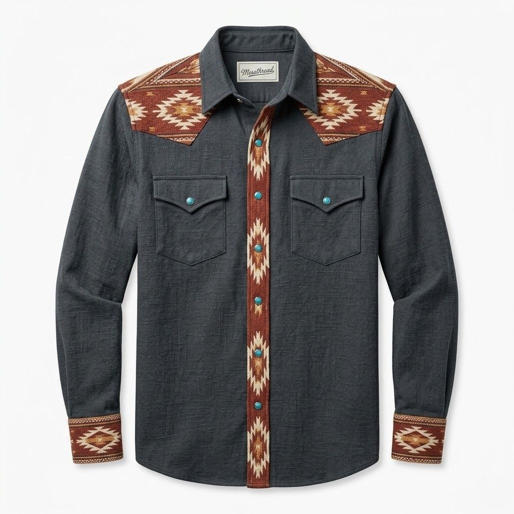 The Canyon Beacon | Contrast Panel Southwestern Western Shirt