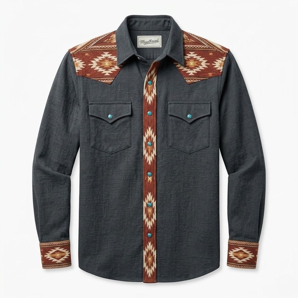 The Canyon Beacon | Contrast Panel Southwestern Western Shirt