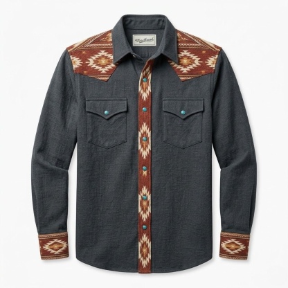 The Canyon Beacon | Contrast Panel Southwestern Western Shirt