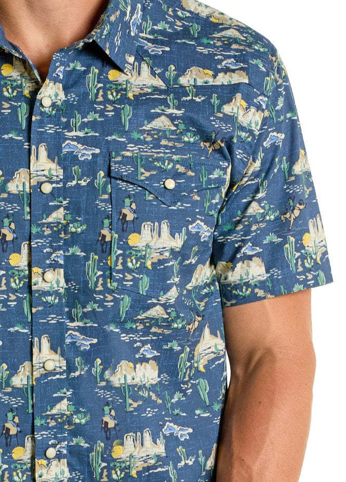 Modern Vintage Desert Novelty Short Sleeve Snap Shirt-MesaThread