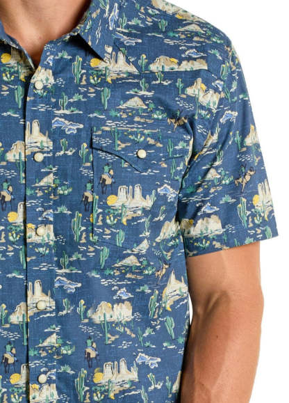 Modern Vintage Desert Novelty Short Sleeve Snap Shirt-MesaThread