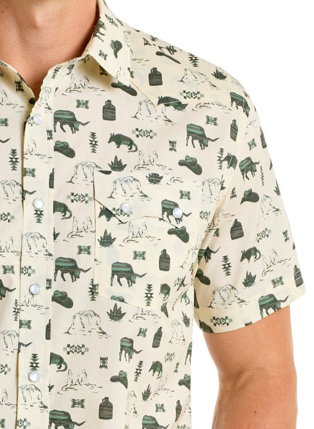 Modern Vintage Texas Novelty Short Sleeve Snap Shirt-MesaThread