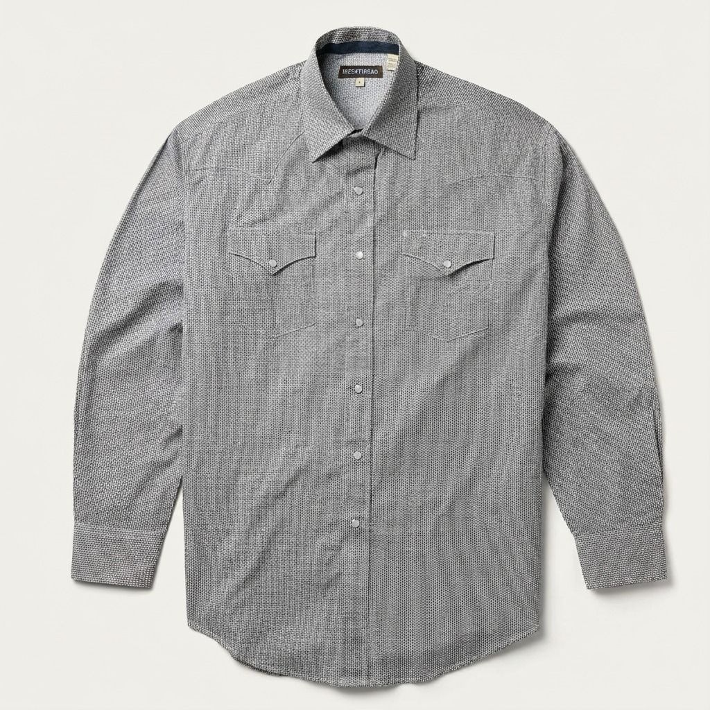 The Slate Cipher | Micro-Textured Steel Western Shirt