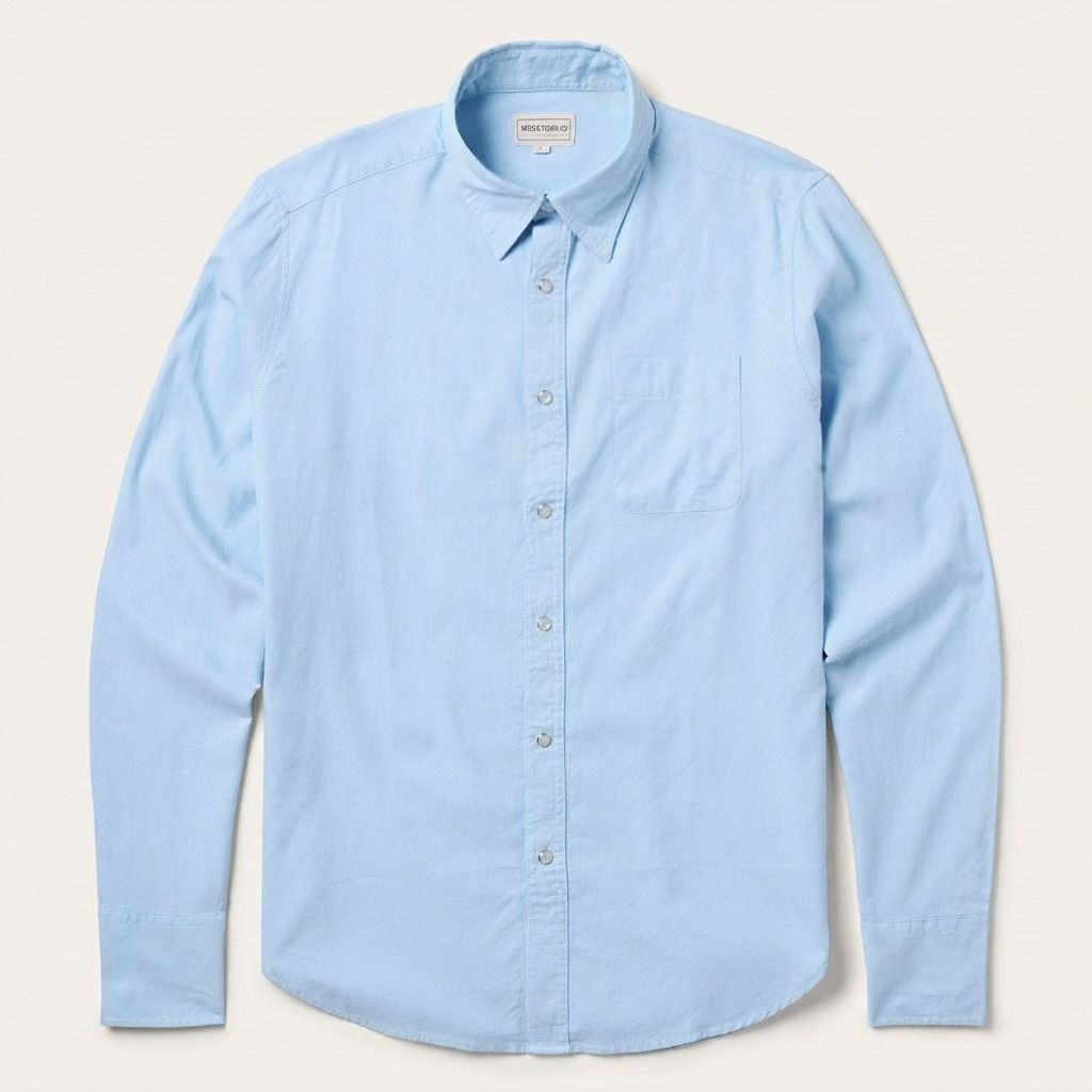 The Azure Solitude | Essential Light Blue Oxford-Inspired Shirt