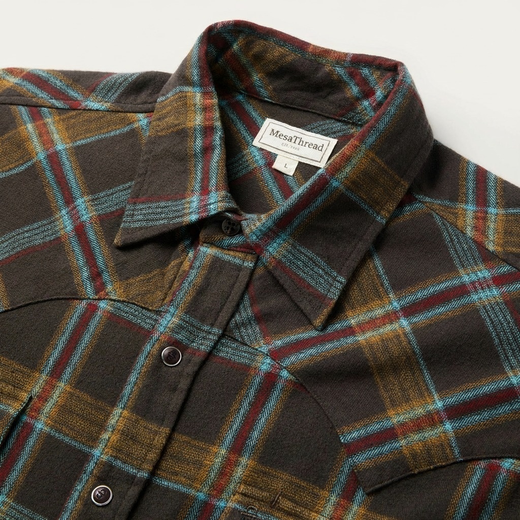 Brushed Twill Plaid Western Shirt-MesaThread