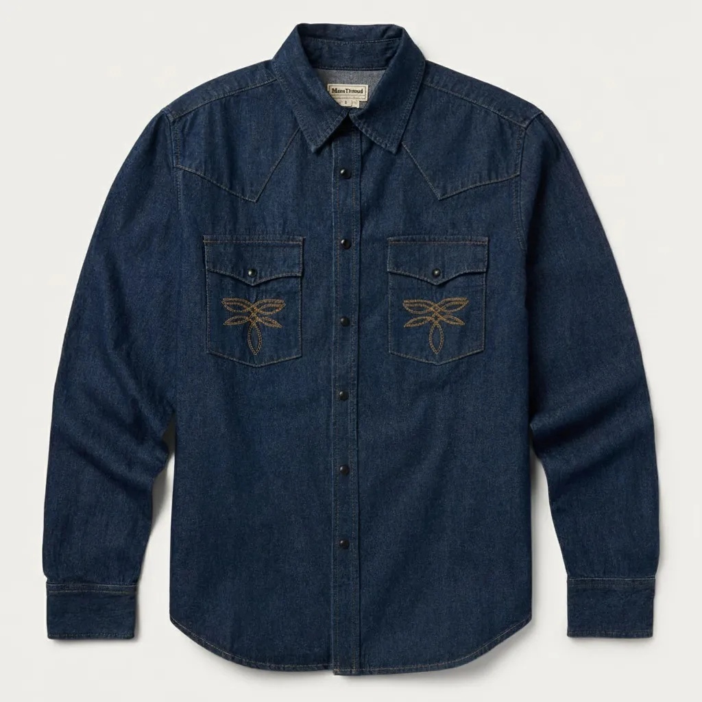 The Indigo Outpost | Raw-Wash Structural Denim Western Shirt