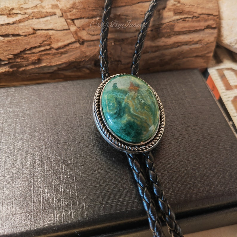 Green Forest Natural Jade Bolo Tie -MesaThread