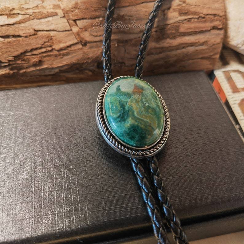 Green Forest Natural Jade Bolo Tie -MesaThread