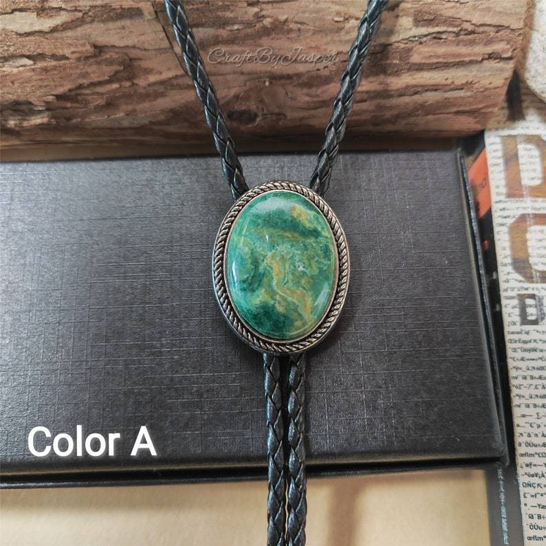 Green Forest Natural Jade Bolo Tie -MesaThread
