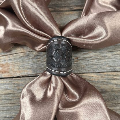 Dark Oil Honeycomb Leather Wild Rag Slide-MesaThread