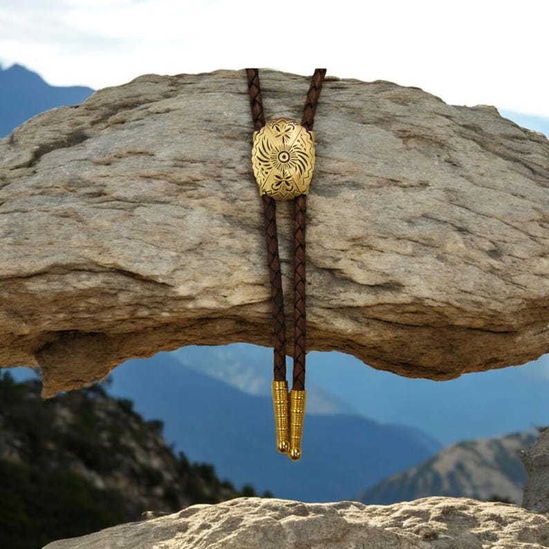 Pendant Satin Brass Bolo Tie Men Bolo Ties Women Bolotie-MesaThread