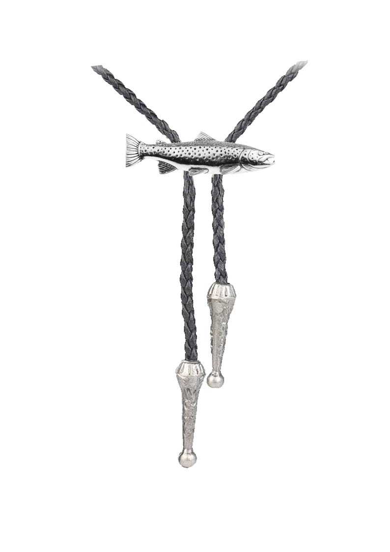 Brown Trout Fine English Pewter Bolo Tie-MesaThread