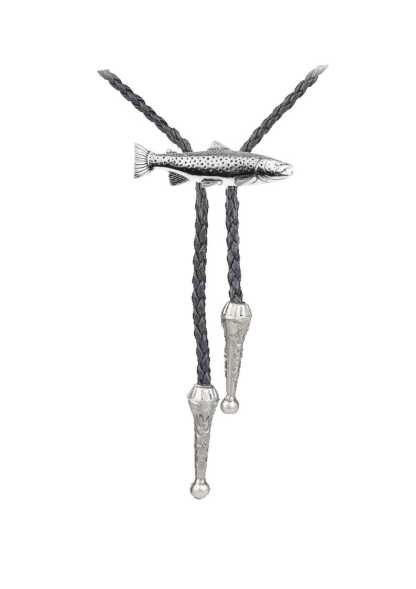 Brown Trout Fine English Pewter Bolo Tie-MesaThread