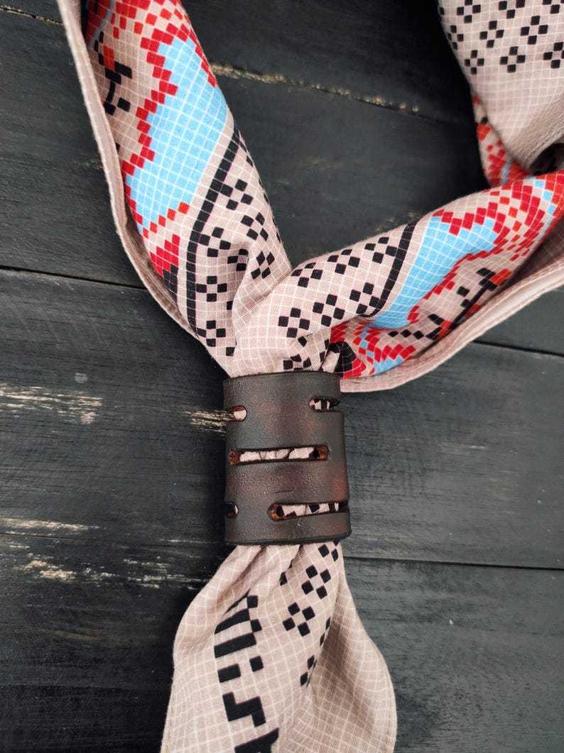 bandana slider in real vegetable tanned leather-MesaThread
