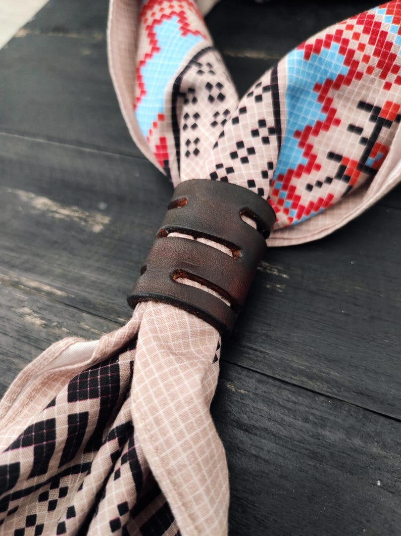 bandana slider in real vegetable tanned leather-MesaThread