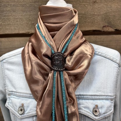 Solid Tan Wild Rag / Scarf - Leather Slide and Bolo Tie-MesaThread