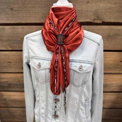 Solid Rust Wild Rag / Scarf - Leather Slide and Bolo Tie-MesaThread