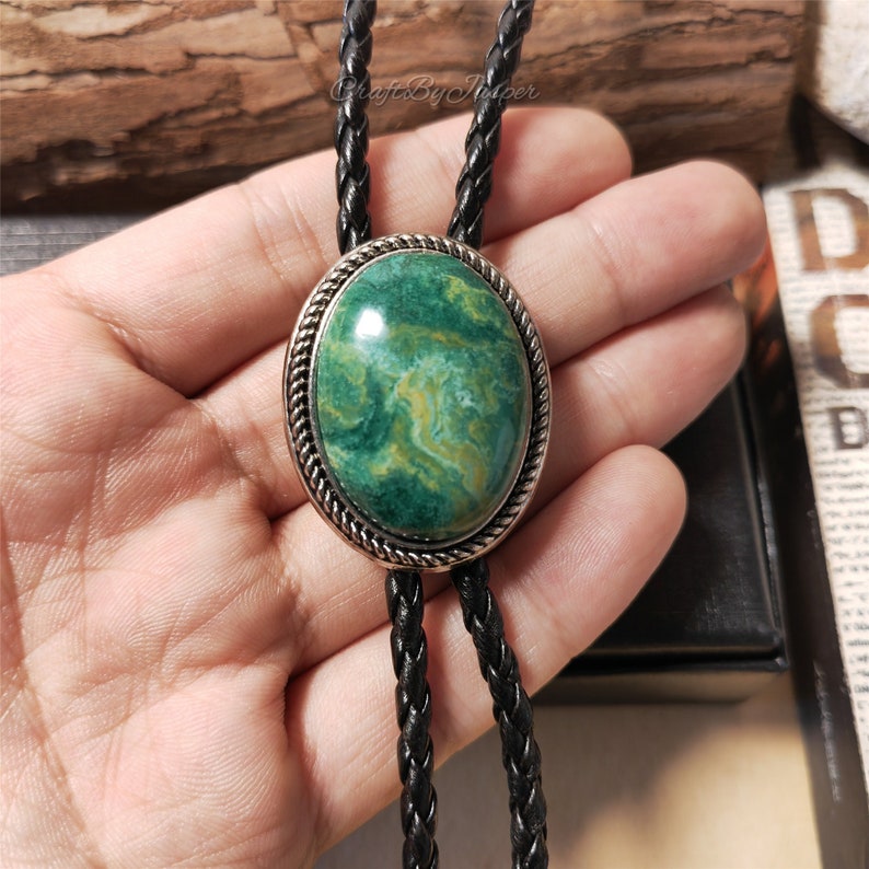 Green Forest Natural Jade Bolo Tie -MesaThread
