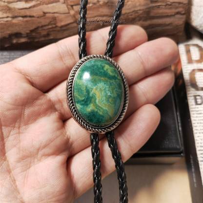 Green Forest Natural Jade Bolo Tie -MesaThread