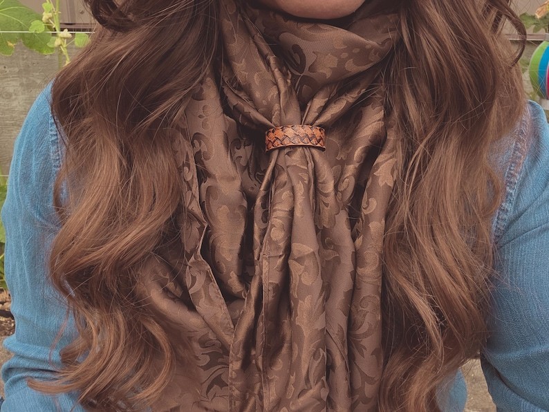 Leather Wild Rag Slide: Tooled Scarf & Bandana Keeper-MesaThread