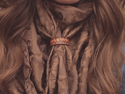 Leather Wild Rag Slide: Tooled Scarf & Bandana Keeper-MesaThread