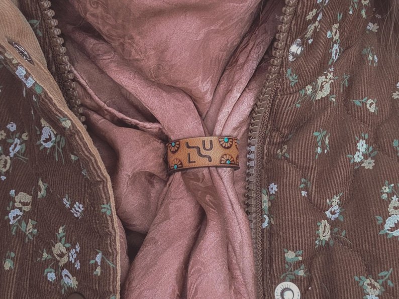 Personalized Leather Wild Rag Slide - Scarf & Bandana Keeper - Handmade Western Accessories-MesaThread