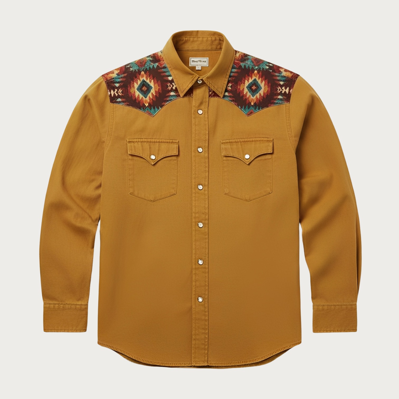 Southwestern Nomad: Diamond-Yoke Western Shirt – Earth Yellow