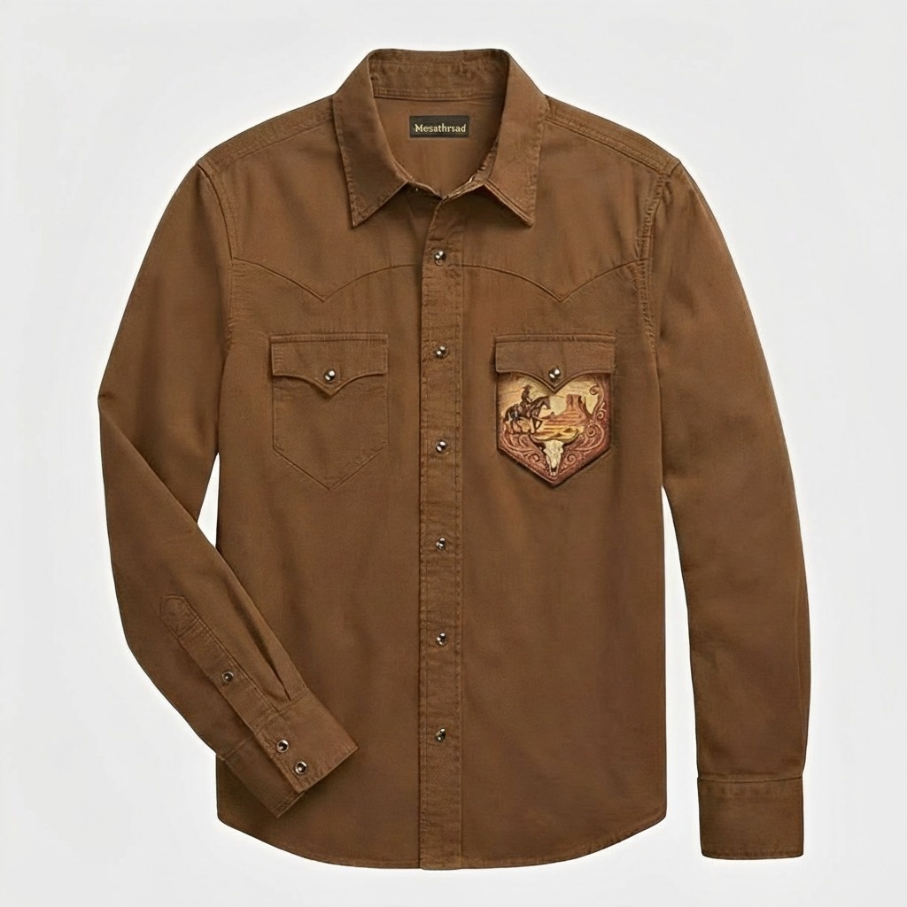 The Southwest Nomad | Letters & Western Elements Cotton Western Shirt