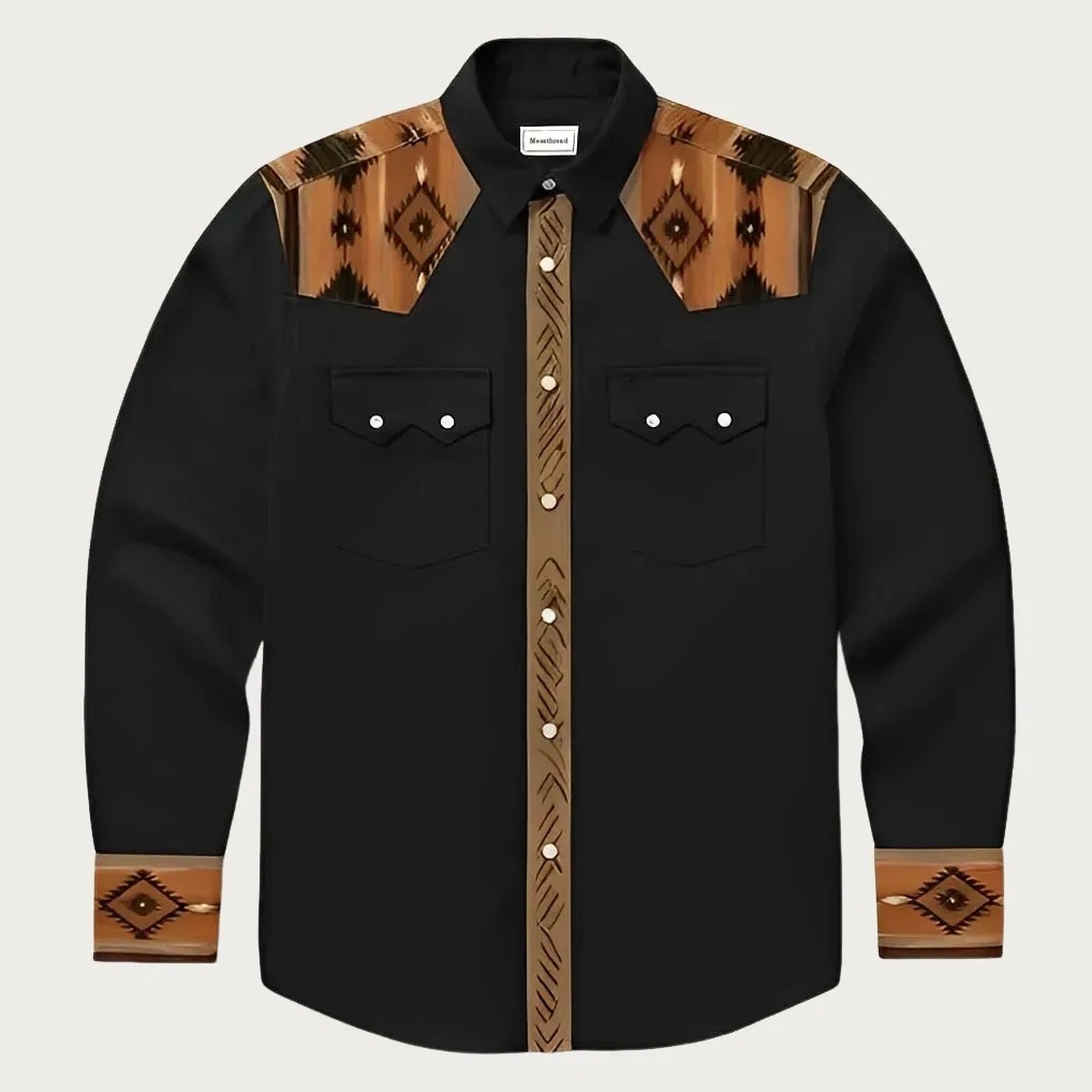 The Desert Trail – Southwestern Motif Yoke Western Shirt - Four colors