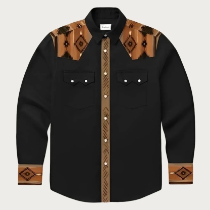 The Desert Trail – Southwestern Motif Yoke Western Shirt - Four colors